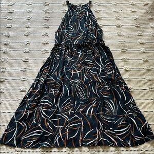 Ava & Viv Black and Orange Patterned Maxi Dress